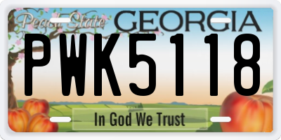 GA license plate PWK5118