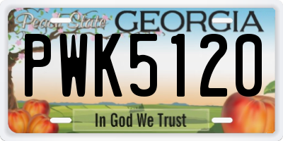 GA license plate PWK5120