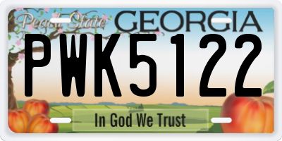 GA license plate PWK5122