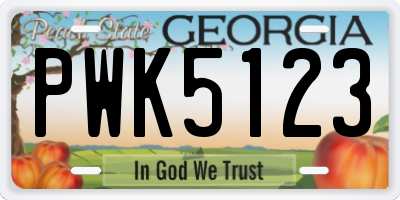 GA license plate PWK5123