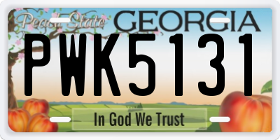 GA license plate PWK5131