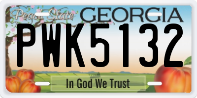 GA license plate PWK5132