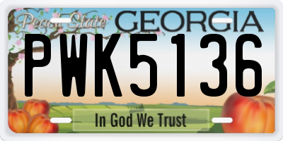 GA license plate PWK5136