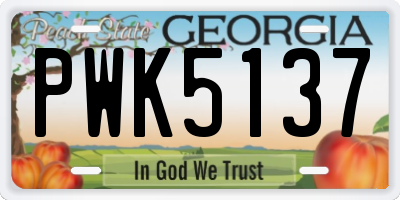 GA license plate PWK5137