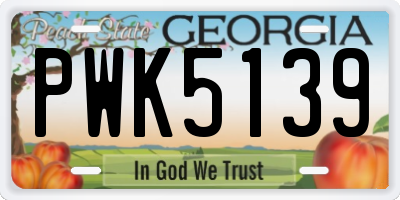 GA license plate PWK5139