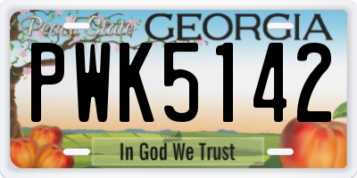 GA license plate PWK5142