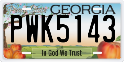 GA license plate PWK5143