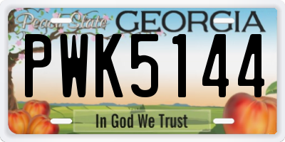 GA license plate PWK5144