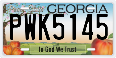 GA license plate PWK5145