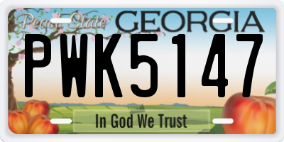 GA license plate PWK5147