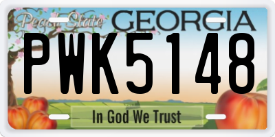 GA license plate PWK5148