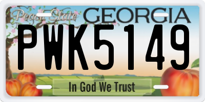GA license plate PWK5149