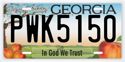 GA license plate PWK5150