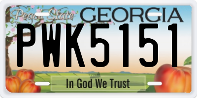 GA license plate PWK5151