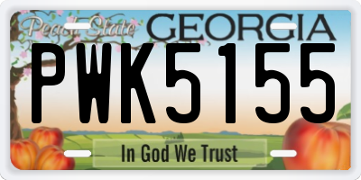 GA license plate PWK5155