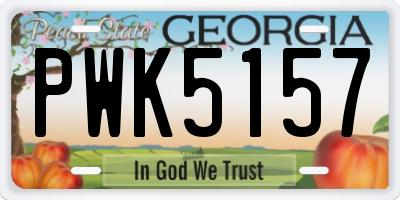 GA license plate PWK5157