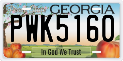 GA license plate PWK5160