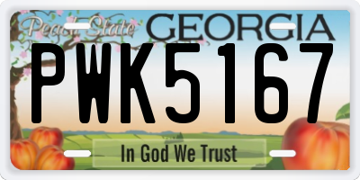 GA license plate PWK5167