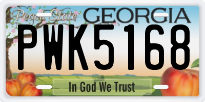 GA license plate PWK5168