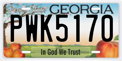 GA license plate PWK5170