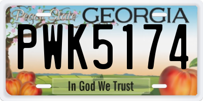 GA license plate PWK5174