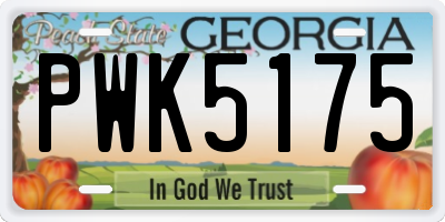 GA license plate PWK5175