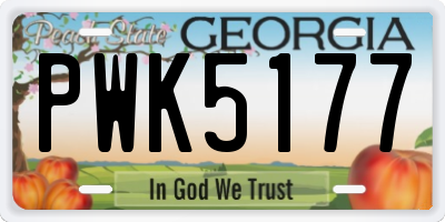 GA license plate PWK5177