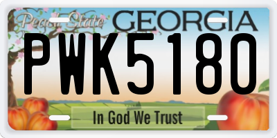 GA license plate PWK5180
