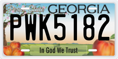 GA license plate PWK5182