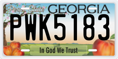 GA license plate PWK5183