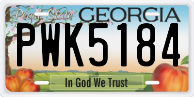 GA license plate PWK5184