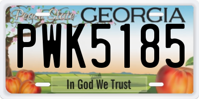 GA license plate PWK5185