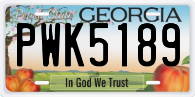 GA license plate PWK5189