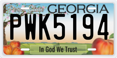 GA license plate PWK5194