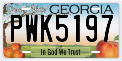 GA license plate PWK5197