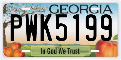 GA license plate PWK5199