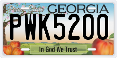 GA license plate PWK5200