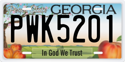 GA license plate PWK5201
