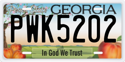 GA license plate PWK5202