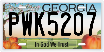 GA license plate PWK5207