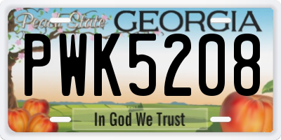 GA license plate PWK5208
