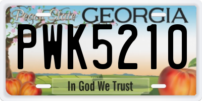 GA license plate PWK5210