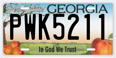 GA license plate PWK5211