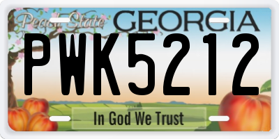 GA license plate PWK5212