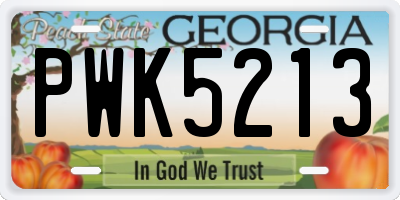 GA license plate PWK5213