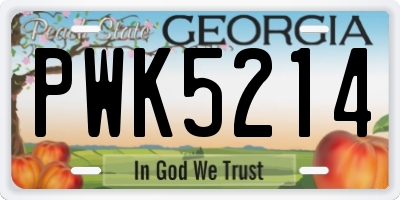 GA license plate PWK5214