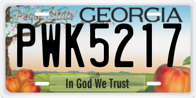 GA license plate PWK5217