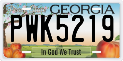 GA license plate PWK5219