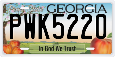 GA license plate PWK5220