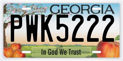 GA license plate PWK5222